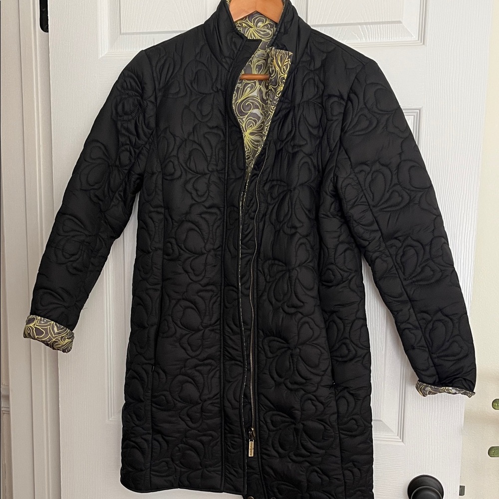 SURKANA Black Quilted Coat Reversible Coat